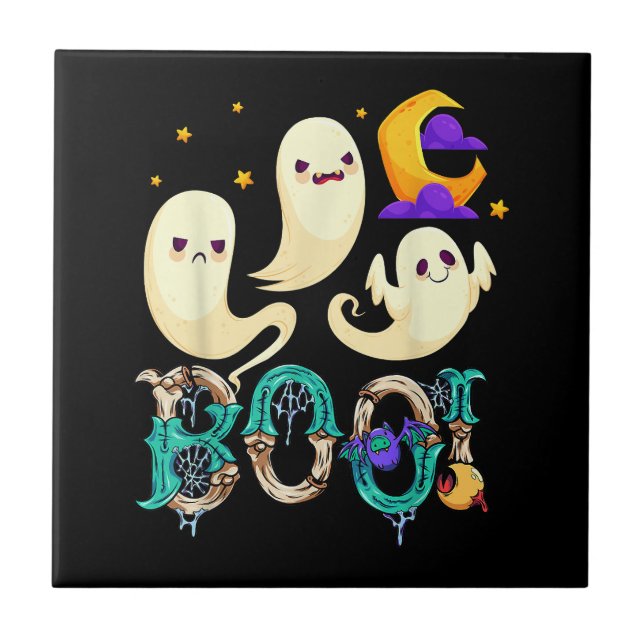 Gaming Halloween Skeleton Scary Gamer Boys Kids  Ceramic Tile (Front)
