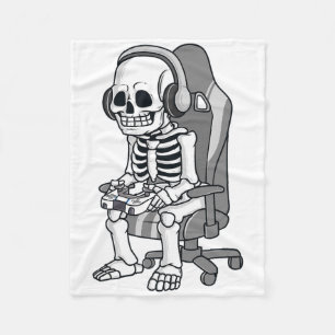 Gaming Halloween Skeleton Scary Gamer Boys Kids Fleece Blanket
