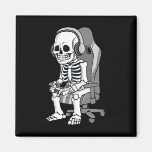 Gaming Halloween Skeleton Scary Gamer Boys Kids  Magnet