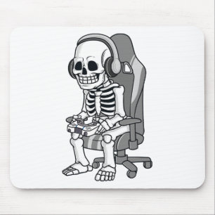 Gaming Halloween Skeleton Scary Gamer Boys Kids Mouse Pad