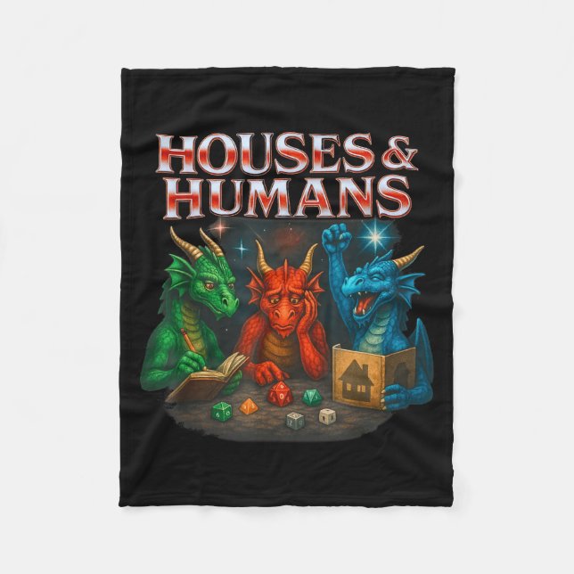 Gaming Houses And Humans Funny Game Rpg Gamer Men  Fleece Blanket (Front)