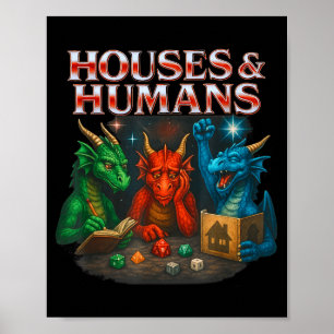 Gaming Houses And Humans Funny Game Rpg Gamer Men  Poster
