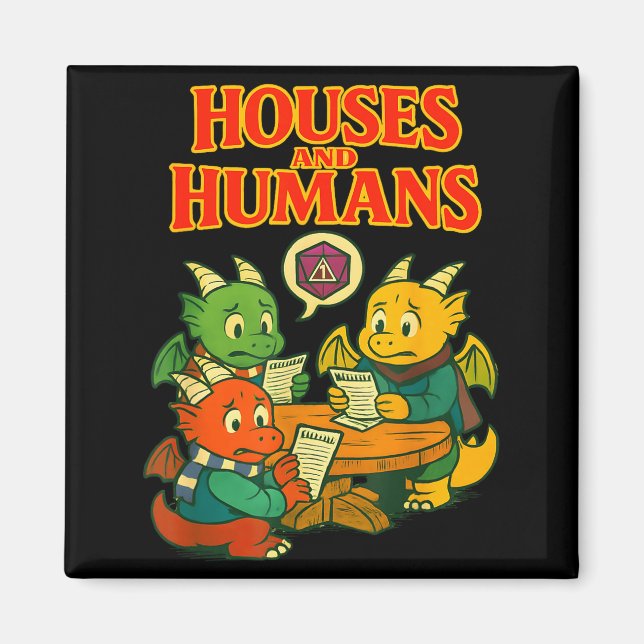 Gaming Houses And Humans Funny Rpg Gamer Men Boys  Magnet (Front)