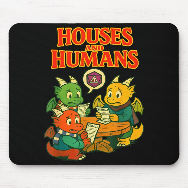 Gaming Houses And Humans Funny Rpg Gamer Men Boys  Mouse Pad (Front)