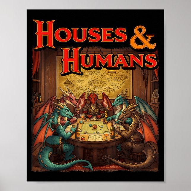 Gaming Houses Humans Funny Rpg Parody Gamer Men Bo Poster (Front)
