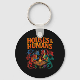 Gaming Houses Humans Funny RPG Parody Gamer Men Key Ring