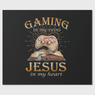 Gaming In My Veins Jesus In My Heart Wrapping Paper