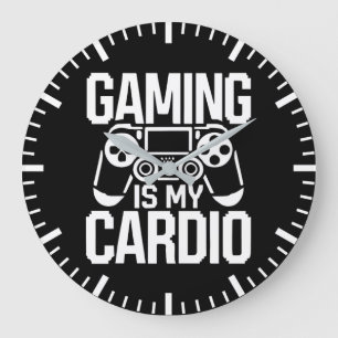 Gaming Is My Cardio - Funny Gamer Humour Large Clock