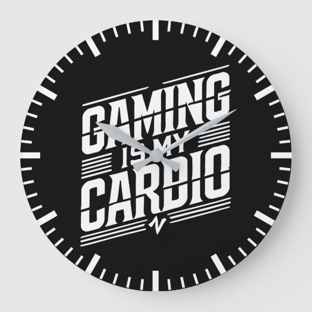 Gaming Is My Cardio - Funny Gamer Humour Large Clock (Front)