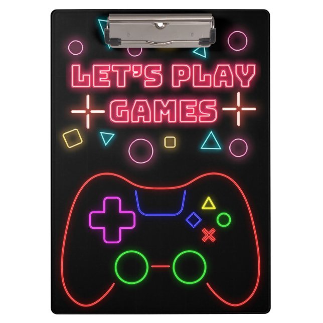 Gaming Lets Play Games Clipboard (Front)