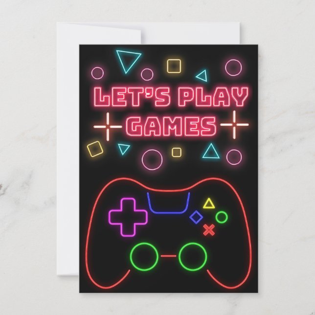 Gaming Lets Play Games Invitation (Front)