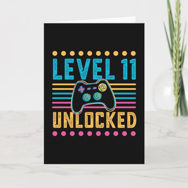 Gaming Level 11 Unlocked 11th Birthday Gamer Gift Card (Front)