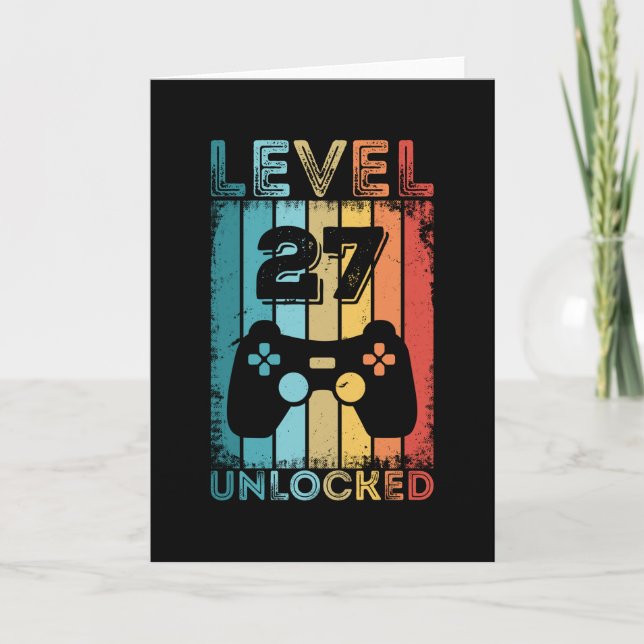 Gaming Level 27 Unlocked 27th Birthday Gift Gamer Card (Front)