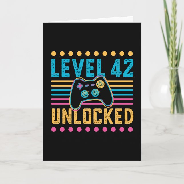 Gaming Level 43 Unlocked 43rd Birthday Gamer Gift Card (Front)
