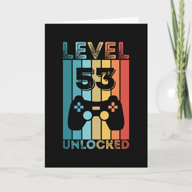 Gaming Level 53 Unlocked 53th Birthday Gift Gamer Card (Front)