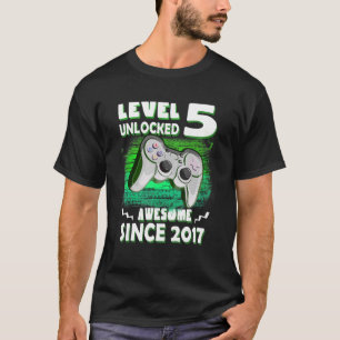 Gaming Level 5 Unlocked Awesome 2017 5th Birthday T-Shirt