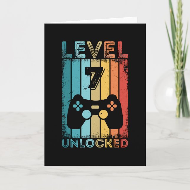 Gaming Level 7 Unlocked 7th Birthday Gift Gamer Card (Front)