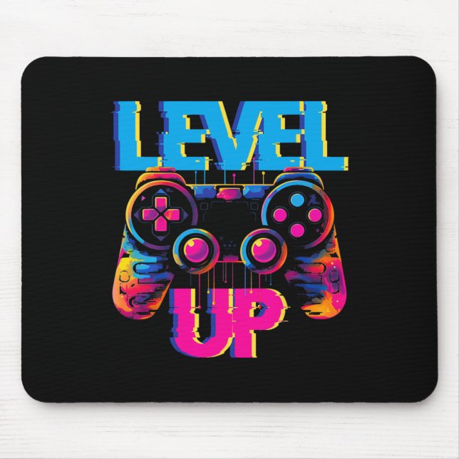 Gaming Level Up Game Controller Video Game Pop Art Mouse Pad (Front)