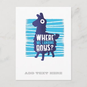 Gaming Llama Where We Landing Boys Graphics Teens Postcard
