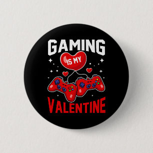 Gaming Lover Heart Dating Gamer Valentine Days Cou 6 Cm Round Badge