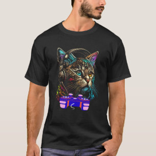 Gaming Manx Cat Player Animal Video Gamer Men Kids T-Shirt