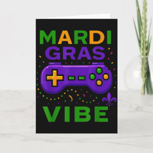 Gaming Mardi Gras Vibe Retro Video Game Controller Card