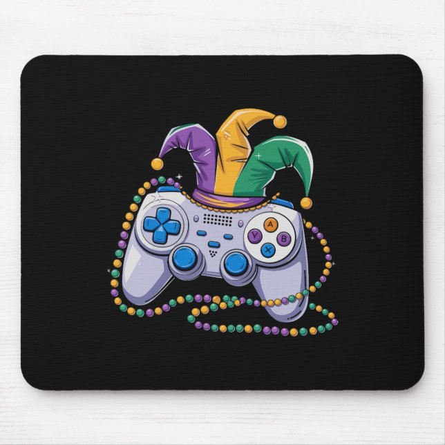 Gaming Mardi Gras Video Game Controller Jester For Mouse Pad (Front)