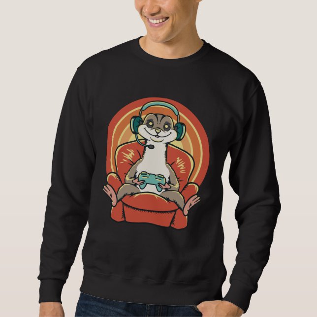 Gaming Meerkat Outfit For Gamers Sweatshirt (Front)