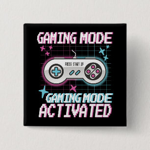  Gaming Mode Activated Retro Pixel Gamer Design 15 Cm Square Badge