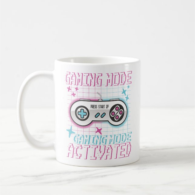  Gaming Mode Activated Retro Pixel Gamer Design Coffee Mug (Left)