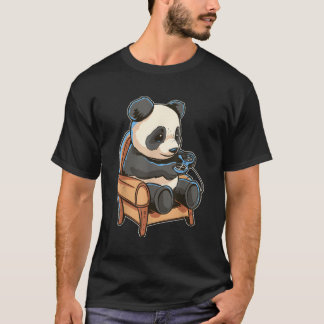 Gaming Panda Loves To Play Games In Cosy Chair T-Shirt