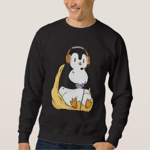 Gaming Penguin Headset Animals Penguin Gamer Sweatshirt