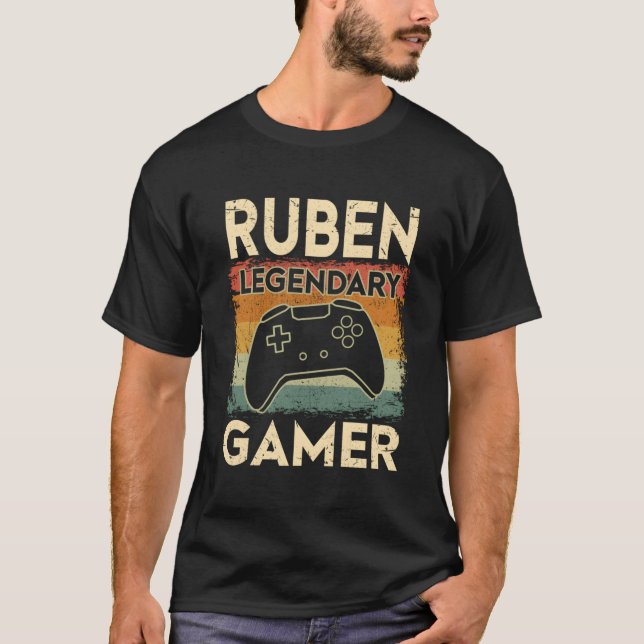 Gaming Personalised Name Ruben Legendary Gamer T-Shirt (Front)
