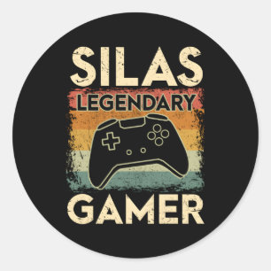 Gaming Personalised Name Silas Legendary Gamer Classic Round Sticker