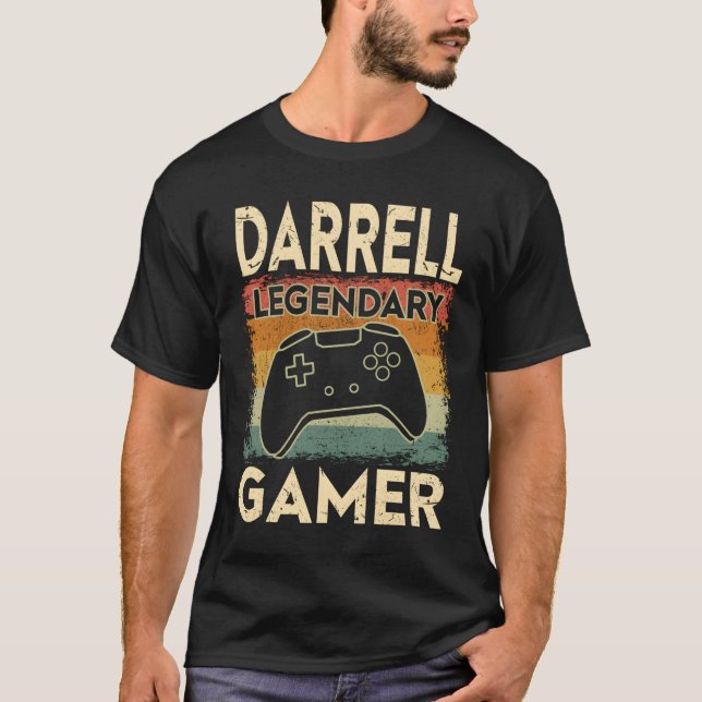 Gaming Personalized Name Darrell Legendary Gamer T-Shirt (Front)