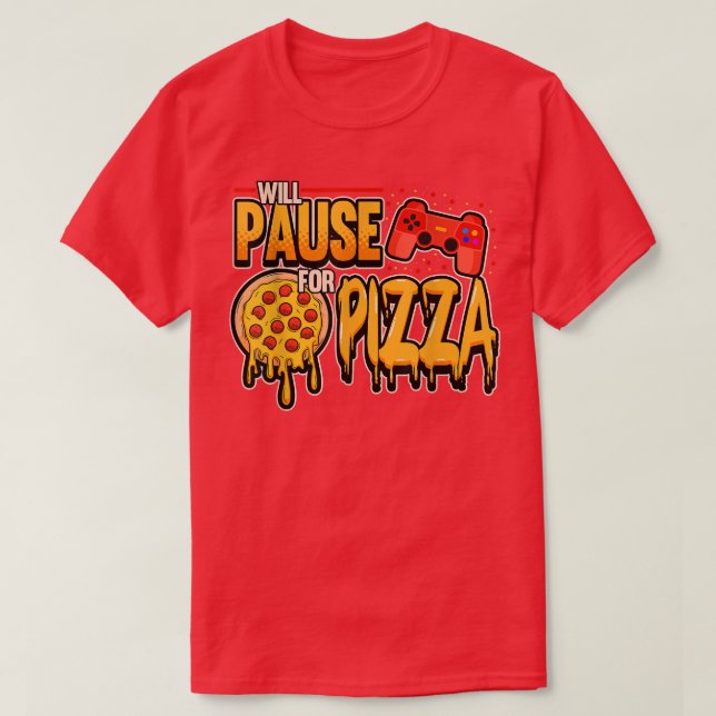 Gaming Pizza Gamer  T-Shirt (Design Front)
