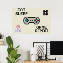 Gaming Poster – Pixel Art Gamer Room Wall Print