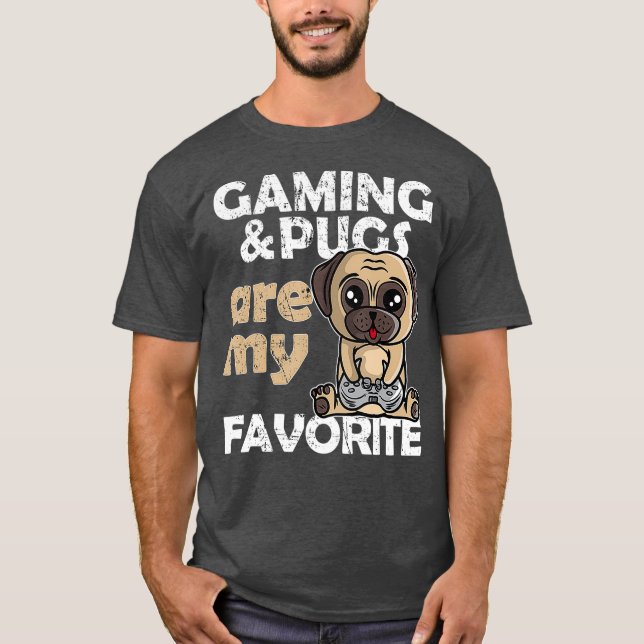 Gaming Pugs Are My Favourite Gamer Tee Boys Girls (Front)