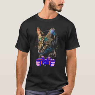 Gaming Savannah Cat Player Animal Video Gamer Men T-Shirt