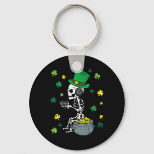 Gaming Skeleton St Patricks Day Gamer Leprechaun S Key Ring
