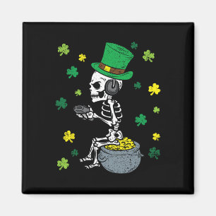 Gaming Skeleton St Patricks Day Gamer Leprechaun S Magnet