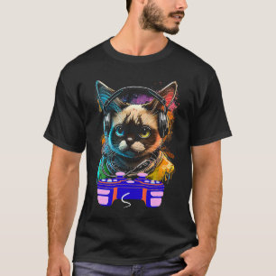 Gaming Snowshoe Cat Player Animal Video Gamer Men T-Shirt