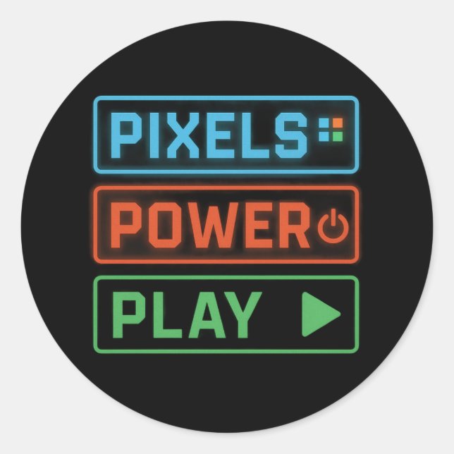Gaming Stickers – Pixels Power Play Gamer Decals (Front)