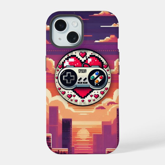 Gaming Sunset iPhone 15 Case (Back)