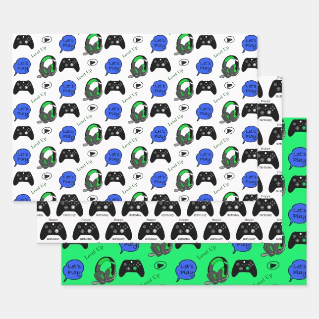 Gaming Themed Birthday  Wrapping Paper Sheet (Set)