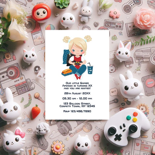 Gaming-Themed Kids Birthday Party Photo Invitation (Gaming-Themed Kids Birthday Party Photo Invitation)