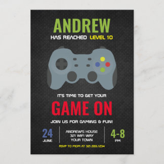 Gaming Themed (Style 1) Birthday Party Invitation