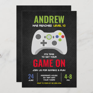 Gaming Themed (Style 3) Birthday Party Invitation