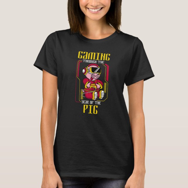 Gaming Through Chinese New Year Pig 2031 Gamer Boy T-Shirt (Front)