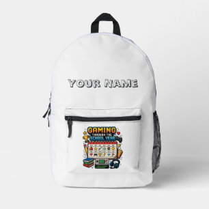 Gaming Through the School Year Retro Pixel Gamer Printed Backpack
